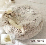 2-in-1 Plush Pet Bed – Warm Round Bed for Cats & Dogs