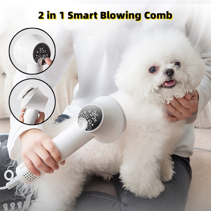 Smart Silent Pet Hair Dryer with Blow & Comb – Safe Grooming for Dogs and Cats